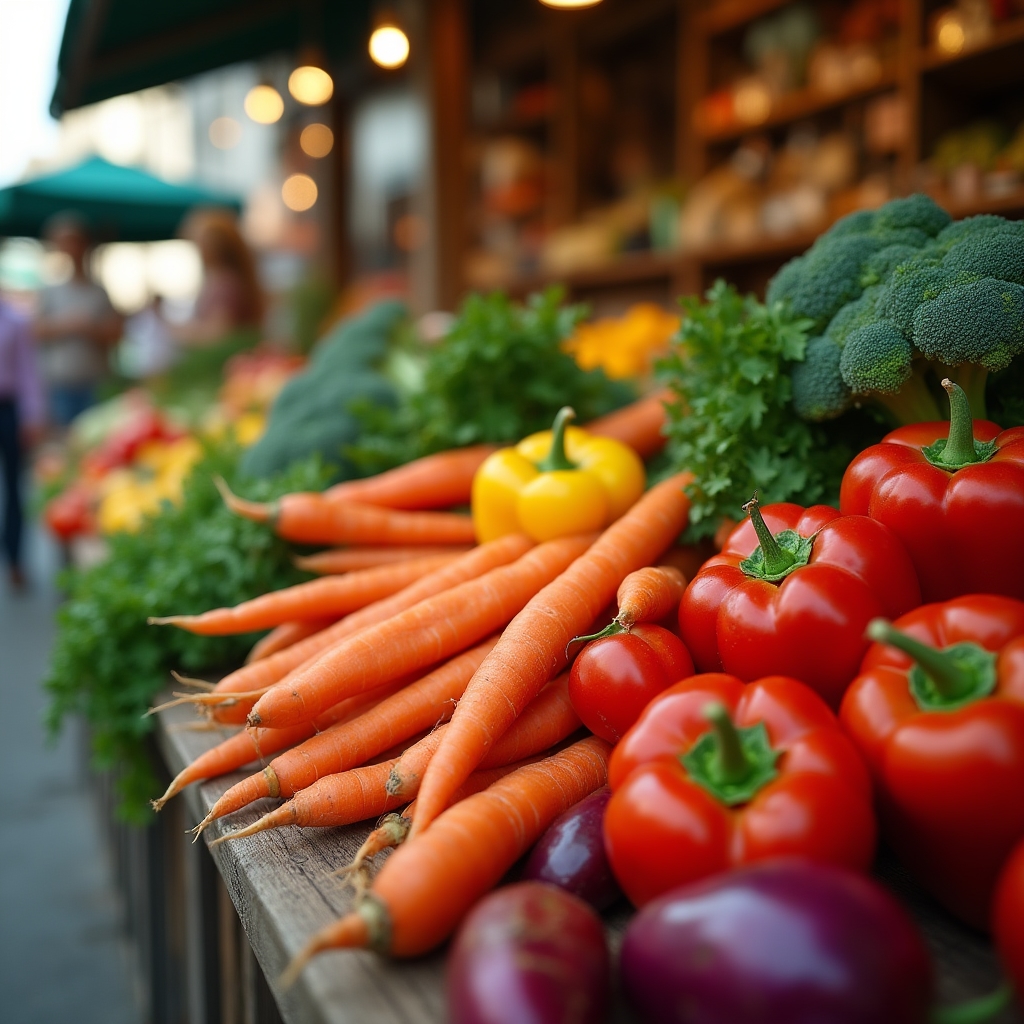 Légumes frais colorés disposés sur un marché local